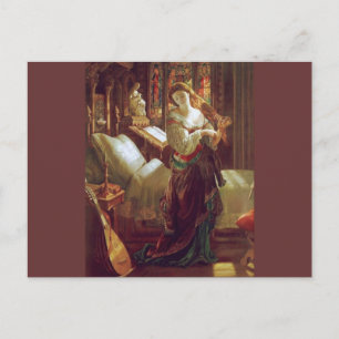 Medieval woman bedroom postcard