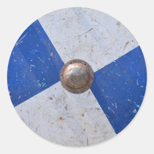 medieval wood metal shield war weapon knight classic round sticker
