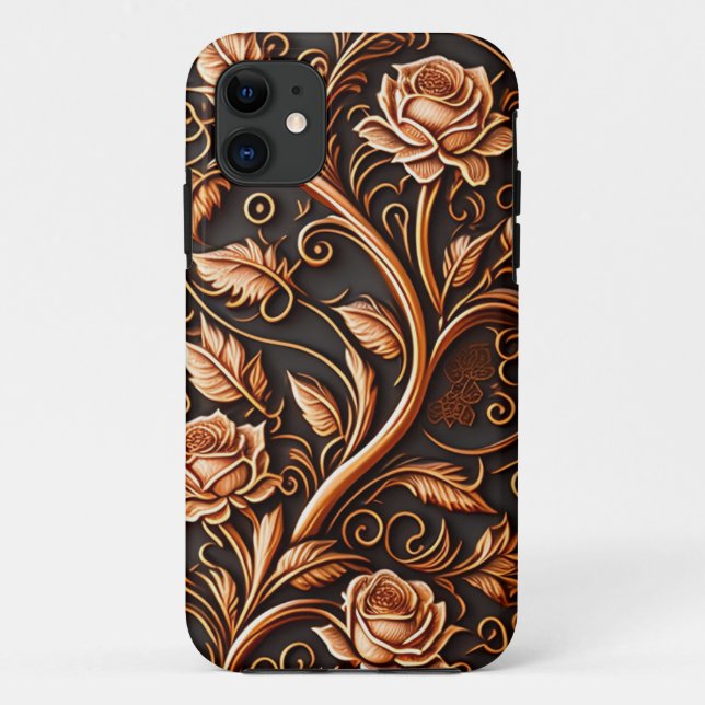 Medieval Woodcut Rose Flower Case-Mate iPhone Case (Back)