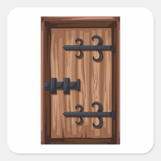 Medieval Wooden Door Square Sticker (Front)