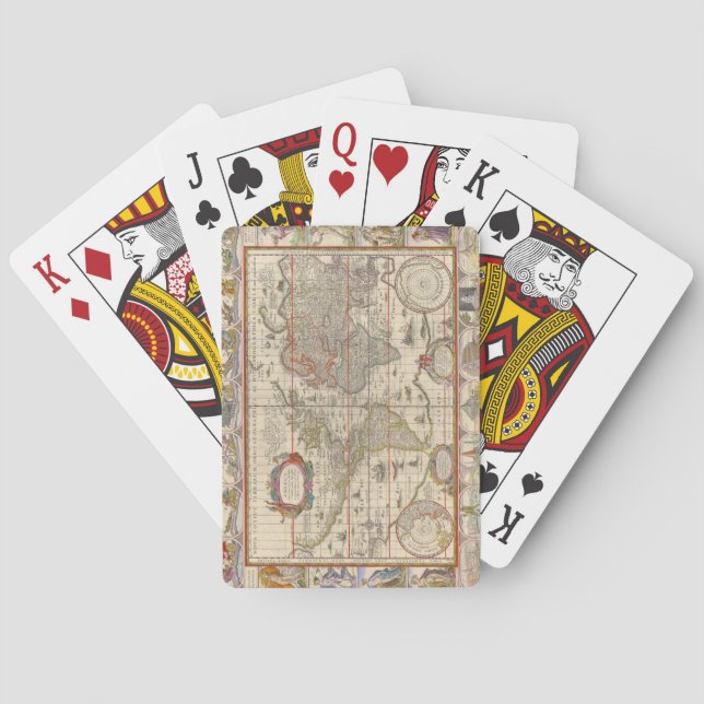 Medieval World Map (by Willem Blaeu) Playing Cards (Back)