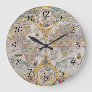 Medieval World Map From 1525 Large Clock