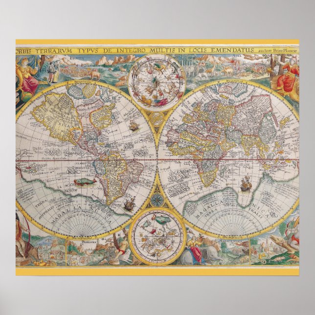 Medieval World Map From 1525 Poster (Front)