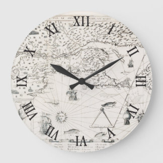 Medieval World map Quebec New France America Large Clock