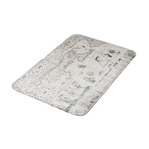 Medieval World map Quebec Nouvelle-France America Bath Mat