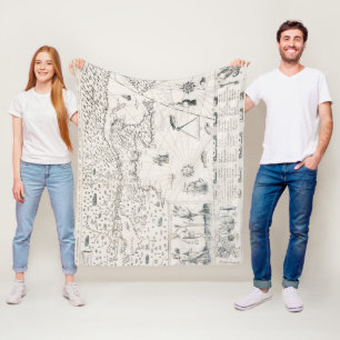 Medieval World map Quebec Nouvelle-France America Fleece Blanket