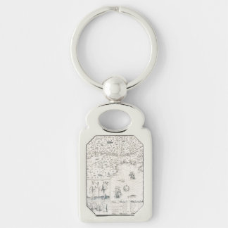 Medieval World map Quebec Nouvelle-France America Keychain