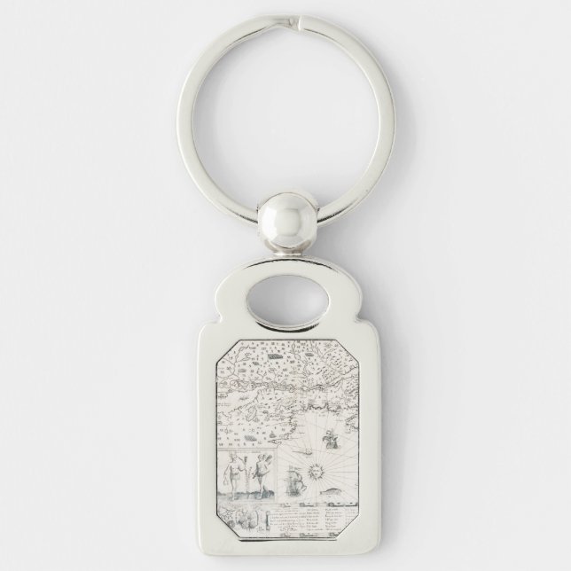Medieval World map Quebec Nouvelle-France America Keychain (Front)
