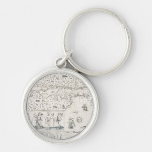 Medieval World map Quebec Nouvelle-France America Keychain