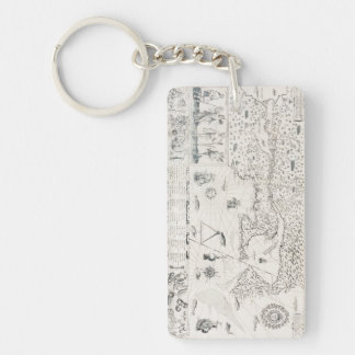 Medieval World map Quebec Nouvelle-France America Keychain