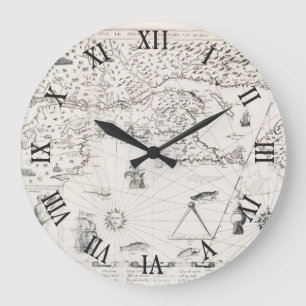 Medieval World map Quebec Nouvelle-France America Large Clock
