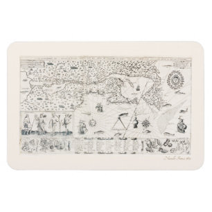 Medieval World map Quebec Nouvelle-France America Magnet