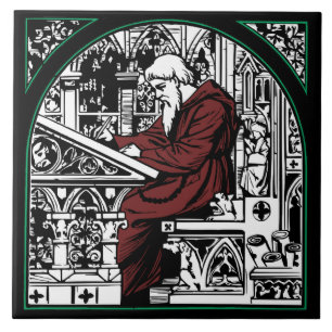 Medieval Writing Desk and Monk Tile
