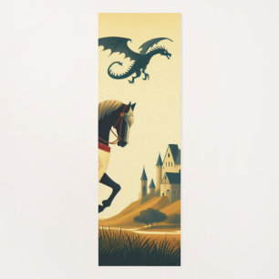 Medieval wyvern castle fantasy yoga mat