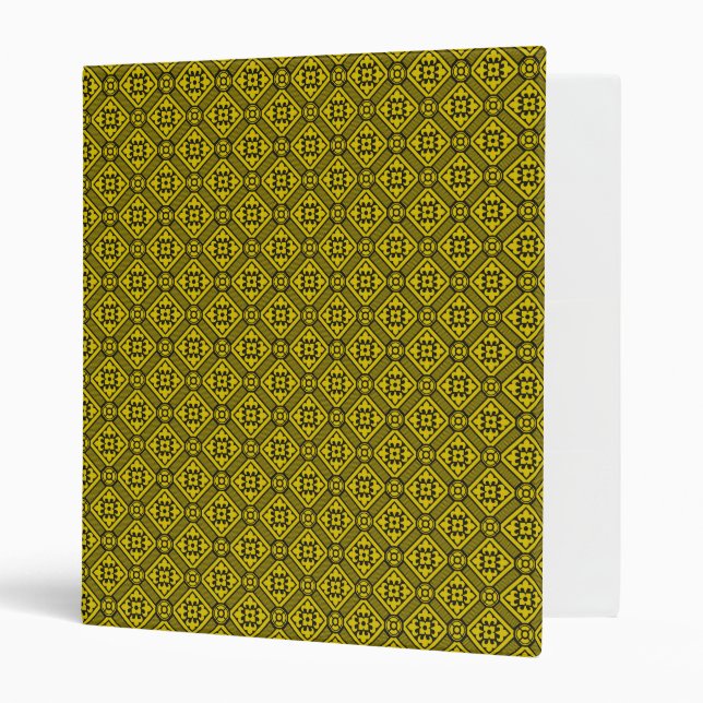 Medieval Yellow Black Lilies Romanesque Pattern Binder (Front/Inside)