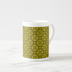 Medieval Yellow Black Lilies Romanesque Pattern Bone China Mug