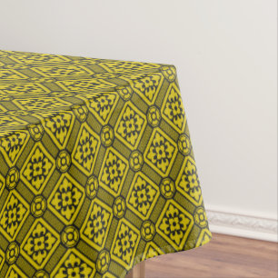 Medieval Yellow Black Lilies Romanesque Pattern Ta Tablecloth