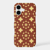 Medieval Yellow Red Rosette Flower Pattern