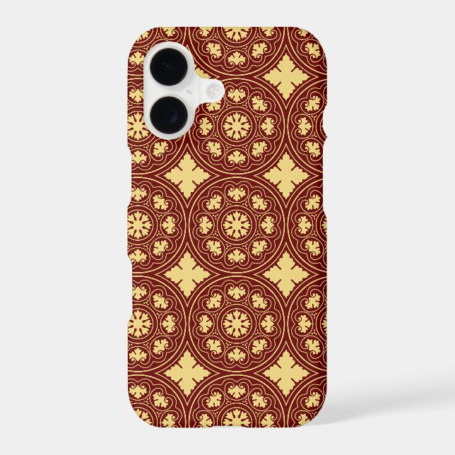 Medieval Yellow Red Rosette Flower Pattern (Back)