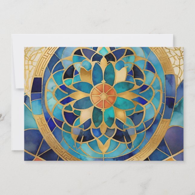 "Medina Maze: Moroccan-Inspired Geometric Design f Holiday Card (Front)