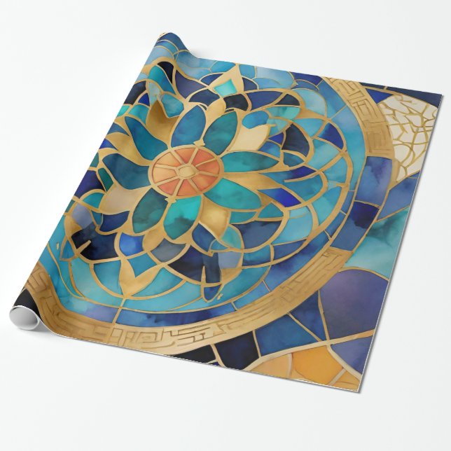 "Medina Maze: Moroccan-Inspired Geometric Design f Wrapping Paper (Unrolled)
