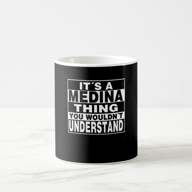 MEDINA Surname Personalized Gift Coffee Mug (Center)