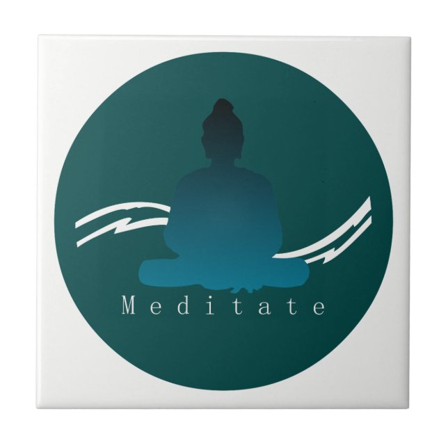 "Meditate" Beautiful Buddha. Tile (Front)