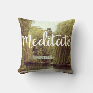 Meditate in the park inspirational message throw pillow