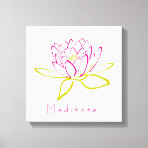 Meditate. Lotus Flower / Water Lily Illustration Canvas Print