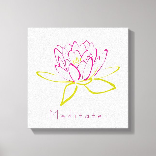 Meditate. Lotus Flower / Water Lily Illustration Canvas Print (Front)