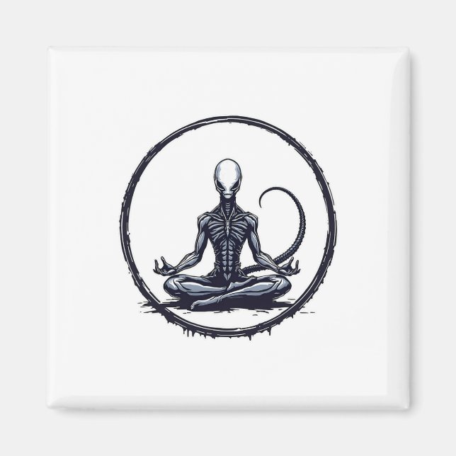 Meditating Alien Funny Sci-fi Horror Parody Zen Yo Magnet (Front)