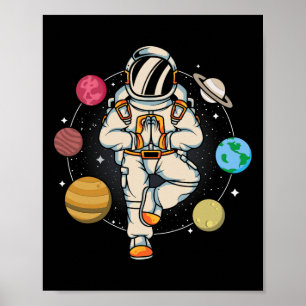 Meditating Astronaut Planets Universe Zen Yoga Ast Poster