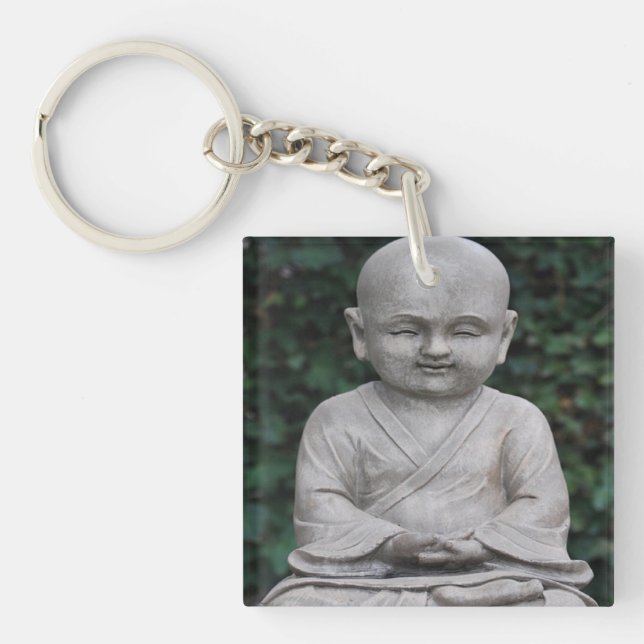 Meditating Buddah statue photo Keychain (Front)