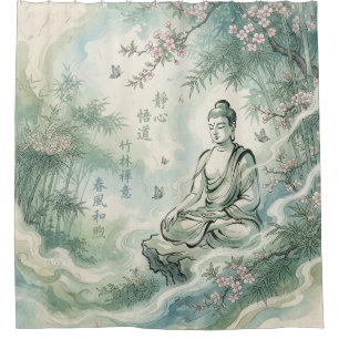 Meditating Buddha Bamboo Ink Art