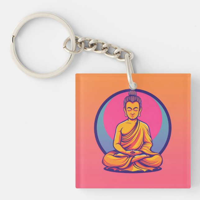 Meditating Buddha Digital Art Keychain (Front)
