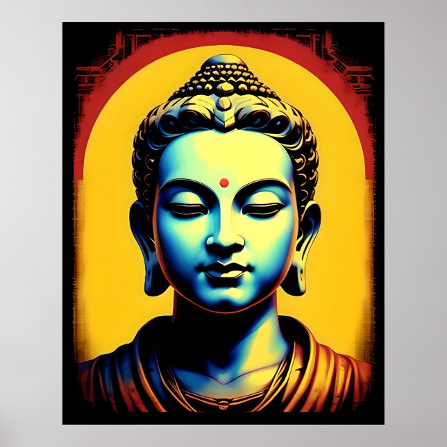 Meditating Buddha Modern Art Wall Poster (Front)