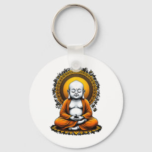 Meditating Buddha Spiritual Art Vintage Style Yoga Keychain
