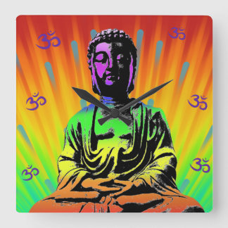 Meditating Buddha Square Wall Clock