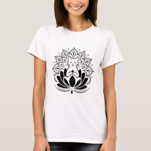 Meditating Cat Lotus Flower Zen Yoga Enthusiast Te T-Shirt