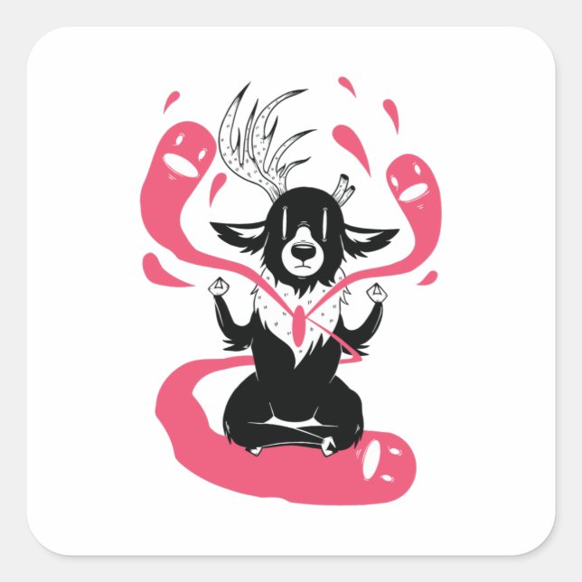 Meditating Deer Square Sticker (Front)