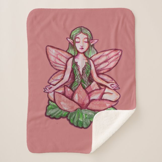 Meditating Fairy                                   Sherpa Blanket (Front)