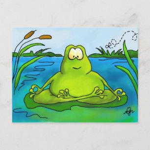 Meditating frog art print postcard