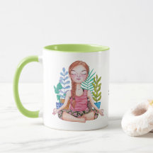 Meditating Girl With Plants