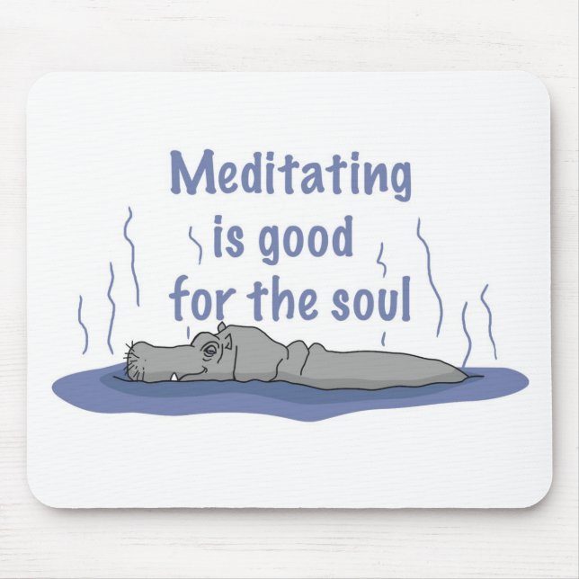 Meditating Hippopotamus Mouse Pad (Front)