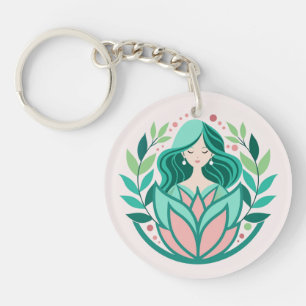 Meditating in the Garden Keychain