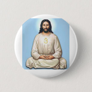 Meditating Jesus with Om 2 Inch Round Button