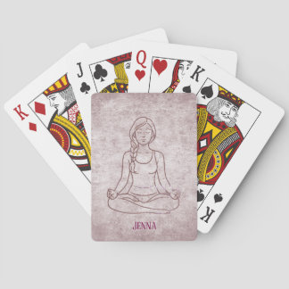 Meditating Lady Custom Name Playing Cards