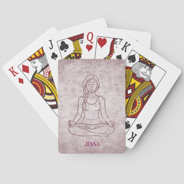 Meditating Lady Custom Name Playing Cards (Back)