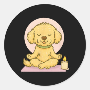 Meditating Maltipoo Yoga Dog Mindfulness Art Classic Round Sticker