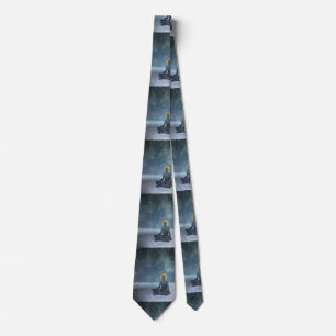 Meditating man. Flaming halo Tie